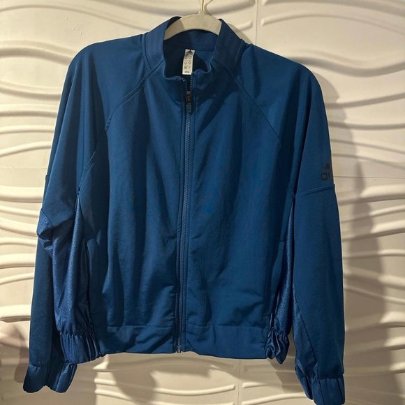adidas Metallic Blue Bomber Jacket Track Jacket with Matching Leggings - Picture 2 of 6
